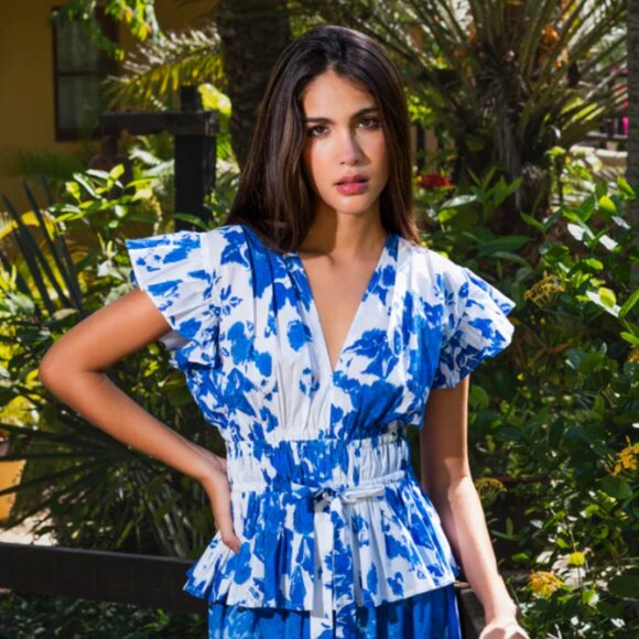 BINDU WHITE MONET WILLOW TOP SMALL - Picture 1 of 10